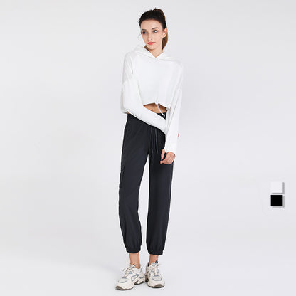 Hooded Sports Blouse Women Loose Quick-Drying Workout Clothes Autumn Winter Running Sweater Long Sleeve Yoga Jacket