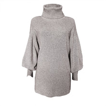 Load image into Gallery viewer, Leisure Turtleneck Lantern Sleeve Knitted Sweater Dress