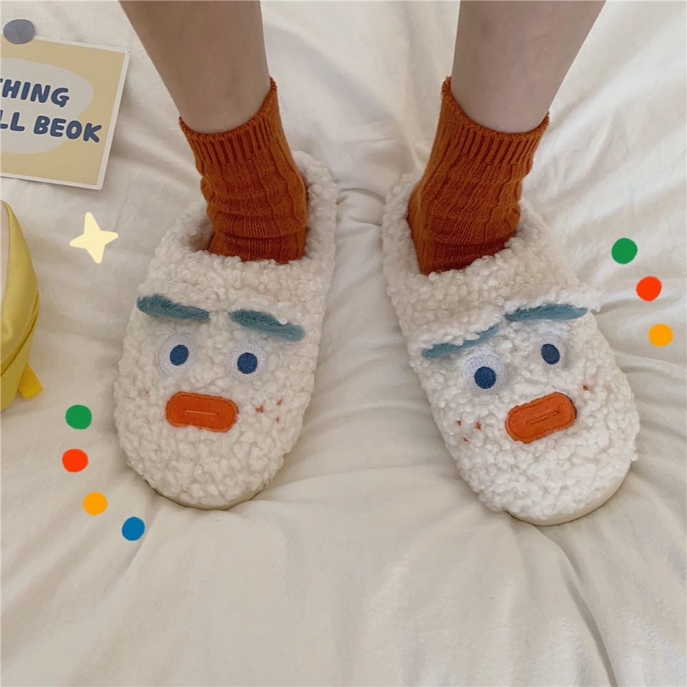 New cotton slippers for home autumn and winter , cute plush thick bottom indoor non-slip plush
