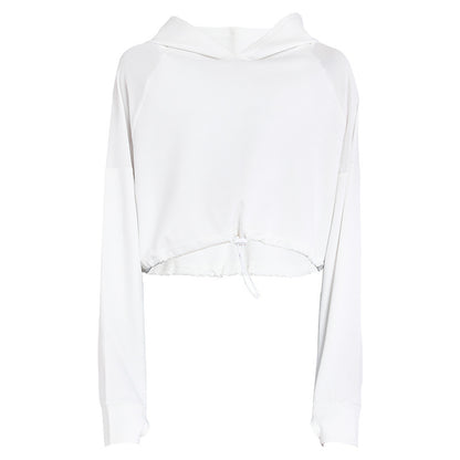 Hooded Sports Blouse Women Loose Quick-Drying Workout Clothes Autumn Winter Running Sweater Long Sleeve Yoga Jacket