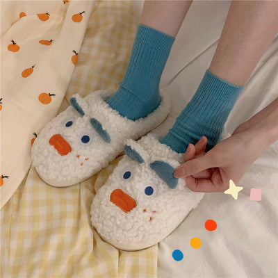 New cotton slippers for home autumn and winter , cute plush thick bottom indoor non-slip plush