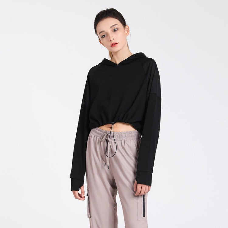 Hooded Sports Blouse Women Loose Quick-Drying Workout Clothes Autumn Winter Running Sweater Long Sleeve Yoga Jacket