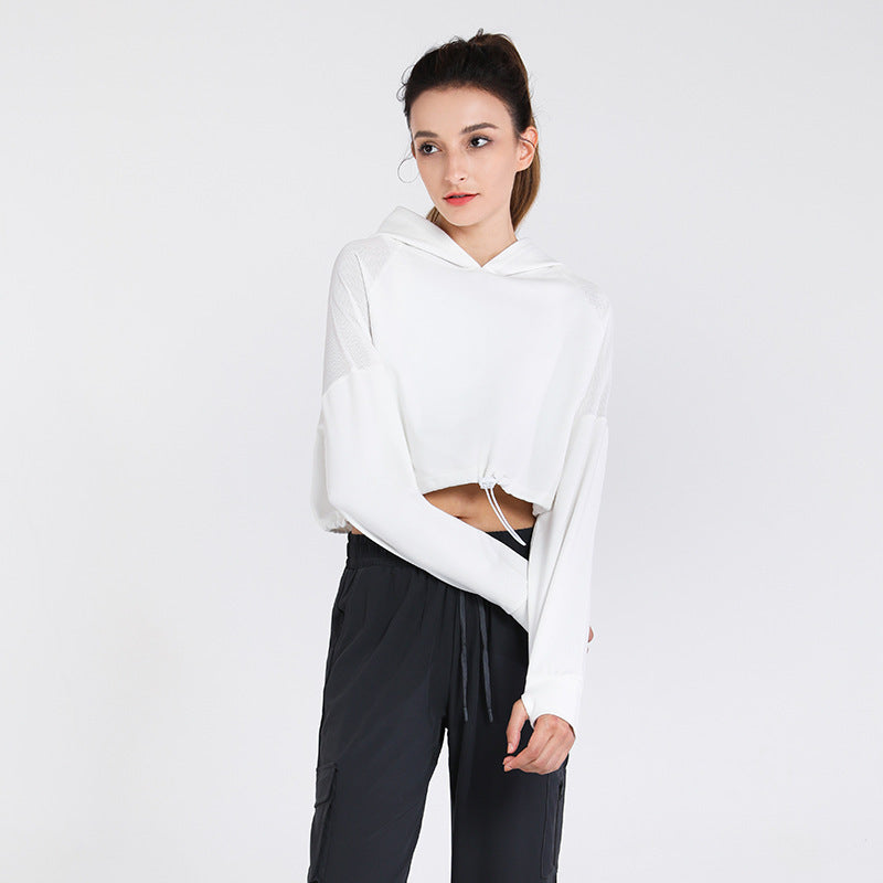 Hooded Sports Blouse Women Loose Quick-Drying Workout Clothes Autumn Winter Running Sweater Long Sleeve Yoga Jacket