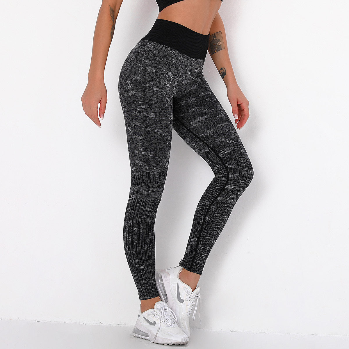 Seamless Hip Striped Camouflage Wicking Yoga Pants Exercise Workout Pants Sexy Hip-Showing Women Leggings
