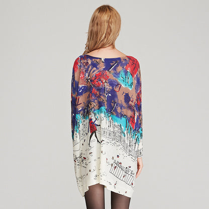 Knitwear Women Loose Printed Pullover Long Sleeve Women Sweater