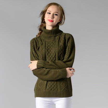 Women Turtleneck Sweater Long Sleeve Twisted Bottoming Shirt Sweater Women