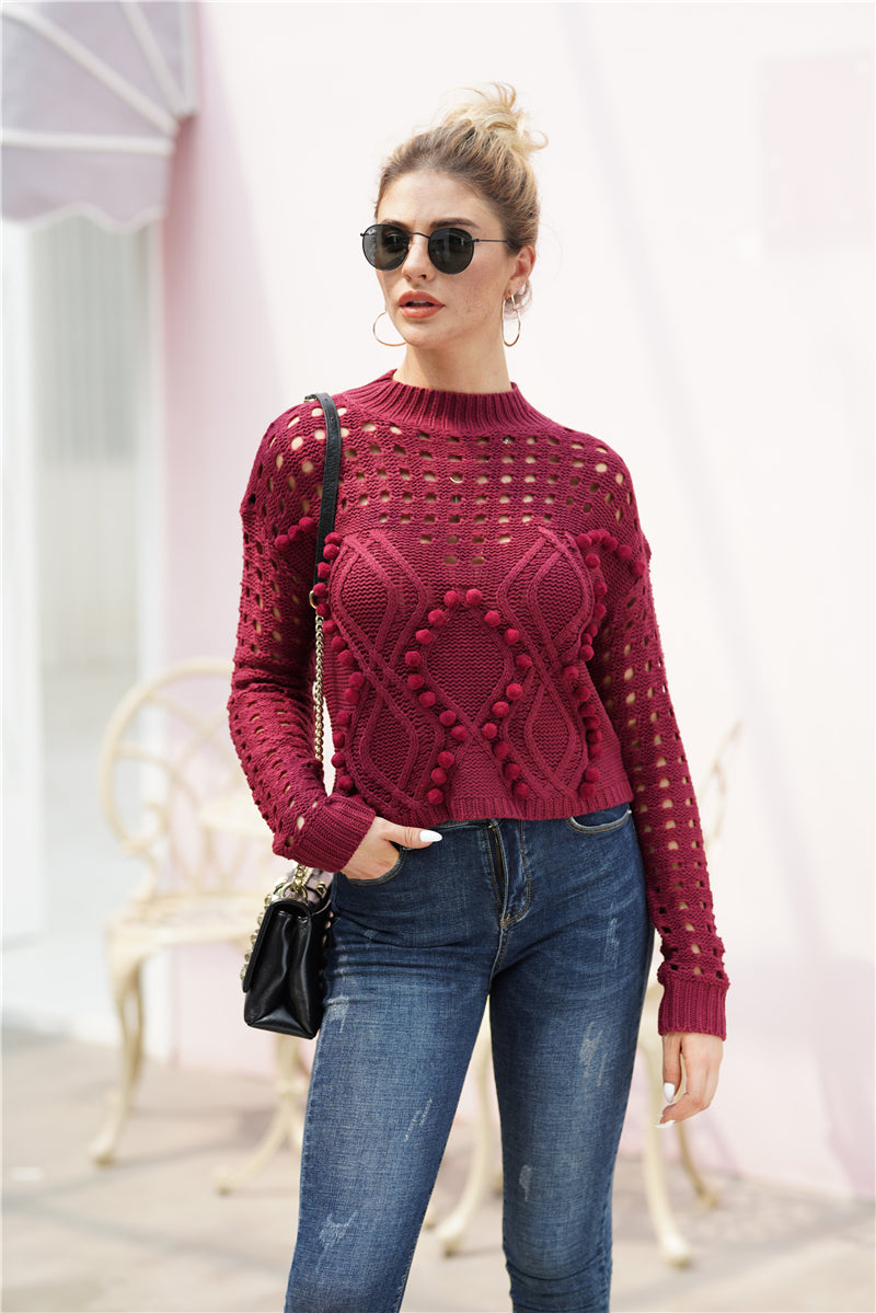 Autumn  New Solid Color Loose Fitting Women Knitwear Crew Neck Pullover Sweater Women Winter
