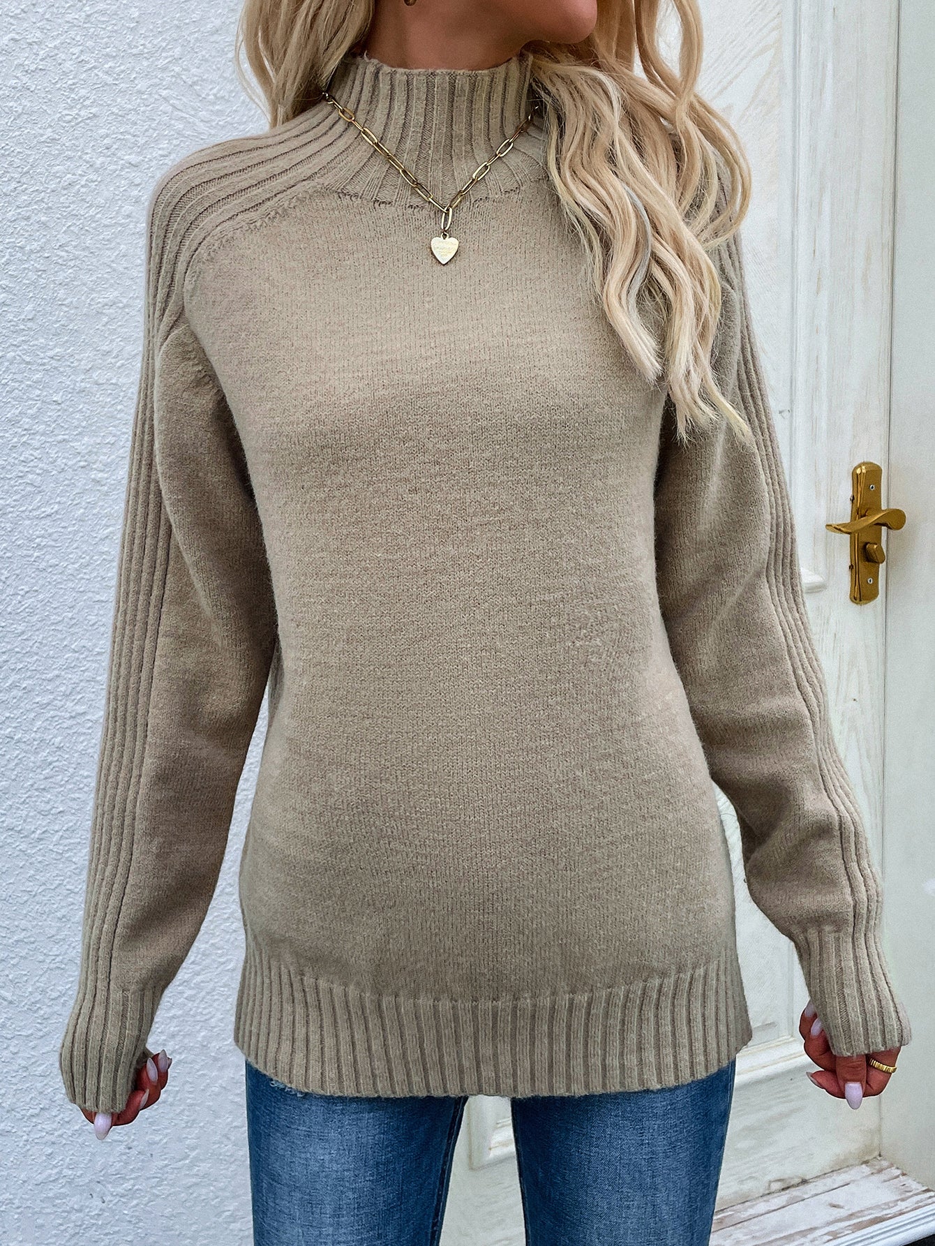 Autumn Winter New Solid Color Sweater Turtleneck Pullover Loose Women Clothing Solid Color Autumn Winter Turtleneck Sweater