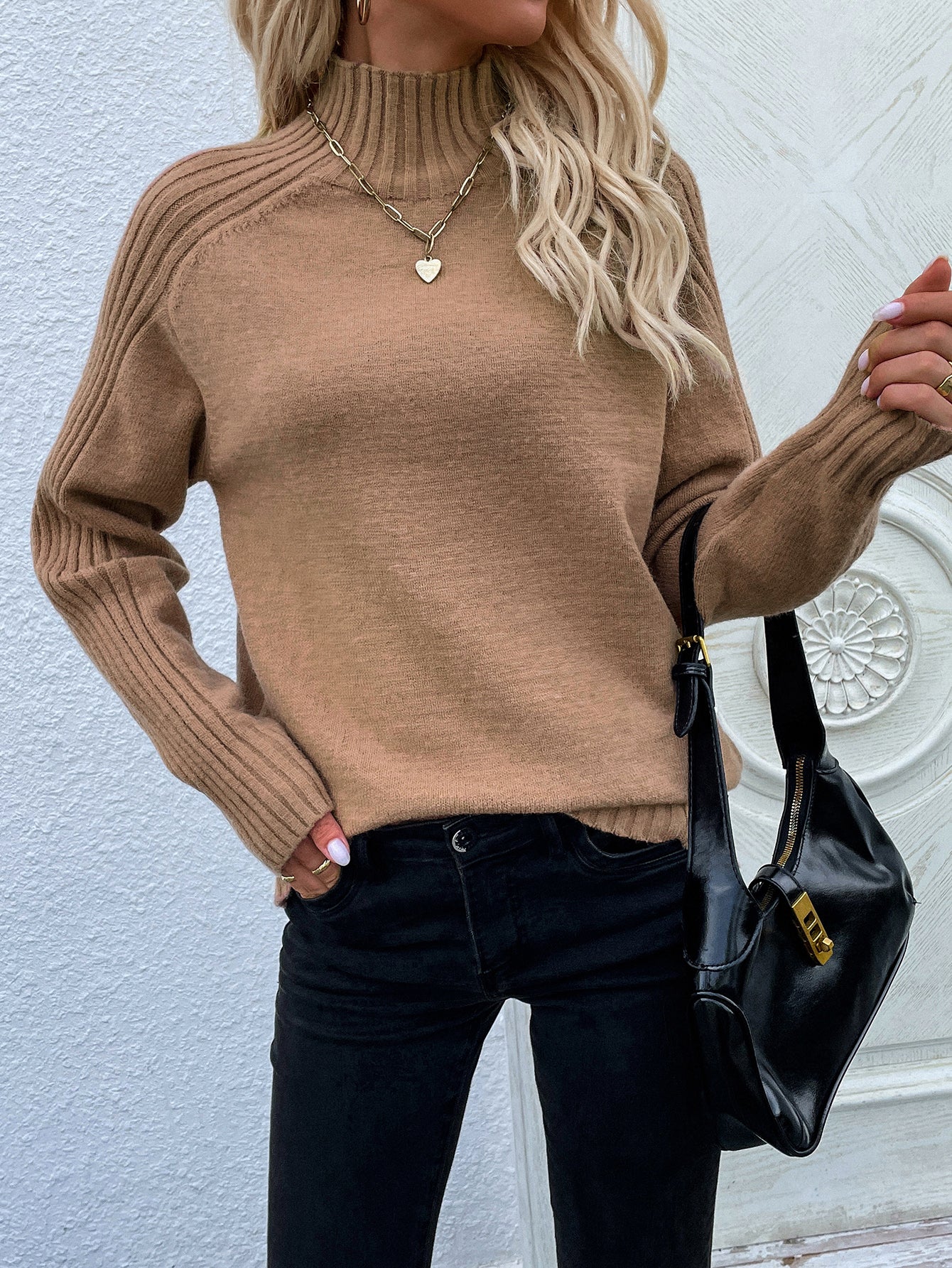 Autumn Winter New Solid Color Sweater Turtleneck Pullover Loose Women Clothing Solid Color Autumn Winter Turtleneck Sweater