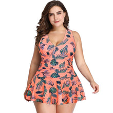 Load image into Gallery viewer, Plus Size Swimsuit Cover Belly Solid Color Printing Skirt Split Swimsuit Boxer Swimming Trunks