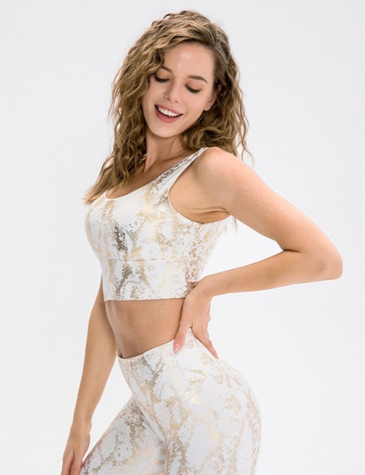 New Snake Print Yoga Vest Women High Elastic Tight Shockproof Sports Underwear Workout Bra Clothes