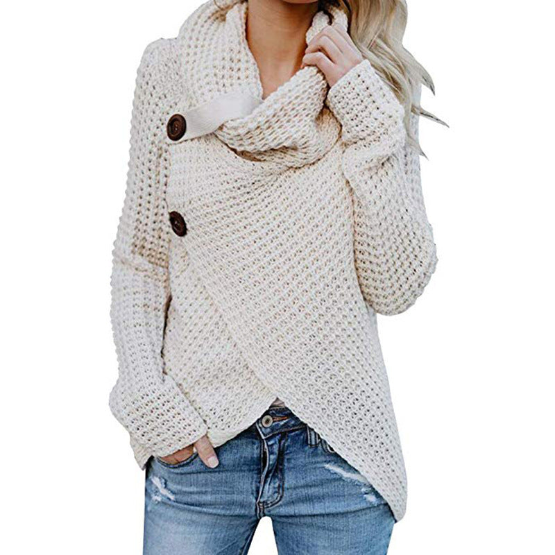 Spring Winter Turtleneck Solid Color Pullover Knitted Sweater Female Loose Thick Base