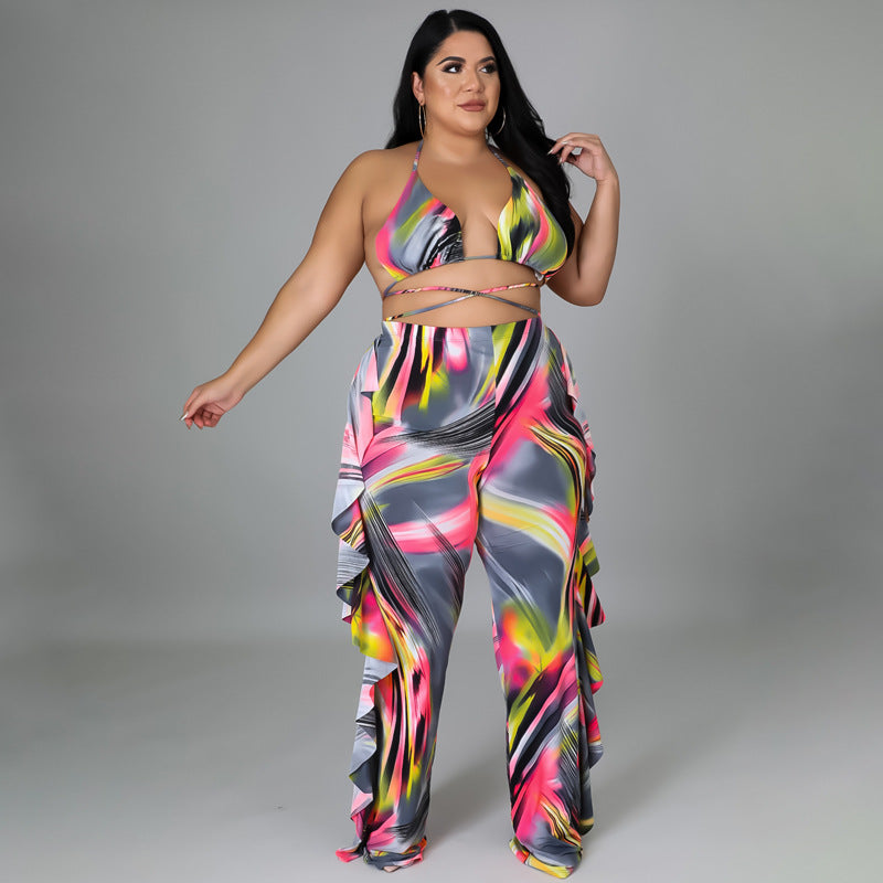 Plus Size Women Clothes 2022 Spring  Sexy Swimsuit Trousers Three-Piece Suit