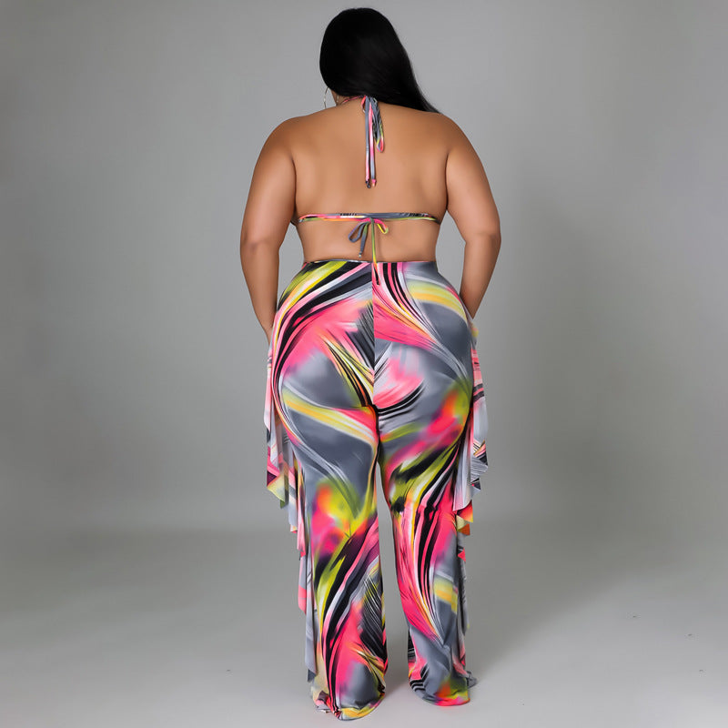 Plus Size Women Clothes 2022 Spring  Sexy Swimsuit Trousers Three-Piece Suit