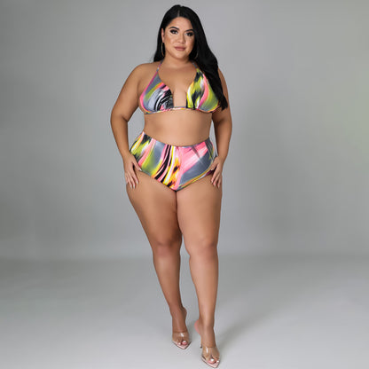 Plus Size Women Clothes 2022 Spring  Sexy Swimsuit Trousers Three-Piece Suit