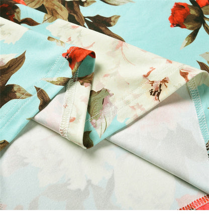 Spring Summer New Women's V Neck Suspender Dresses Sleeveless Hight Waist Floral Printed Long Dresses