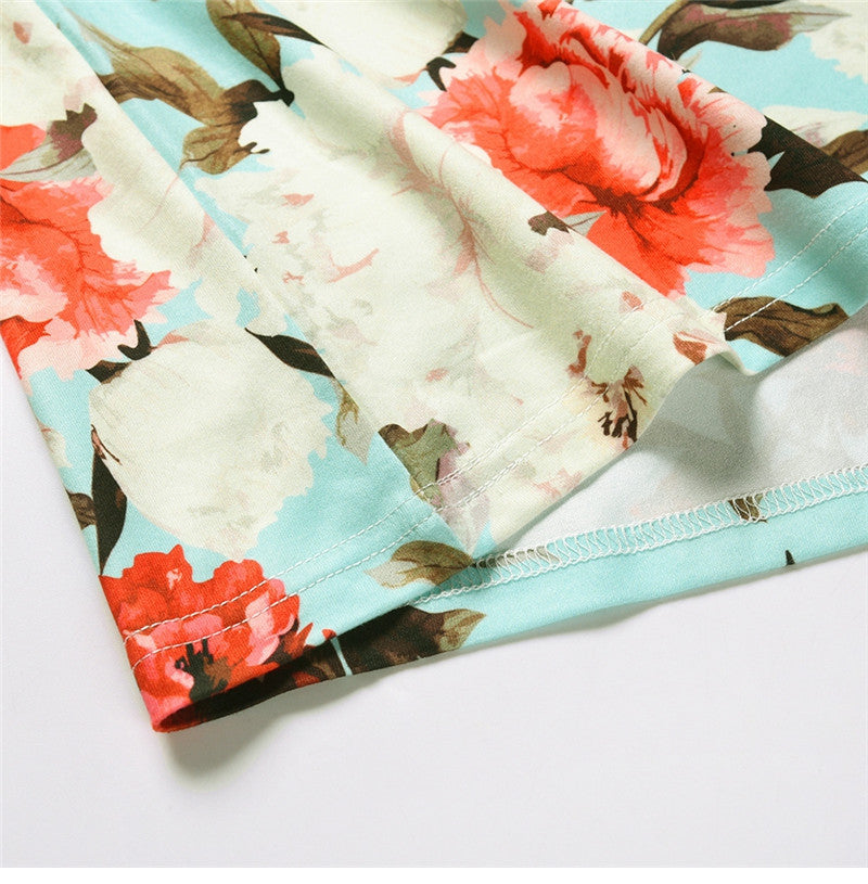 Spring Summer New Women's V Neck Suspender Dresses Sleeveless Hight Waist Floral Printed Long Dresses