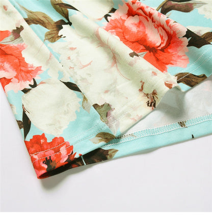 Spring Summer New Women's V Neck Suspender Dresses Sleeveless Hight Waist Floral Printed Long Dresses