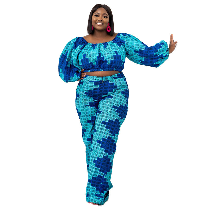Clothing plus-Size Clothes Printed Sexy Two-Piece Set