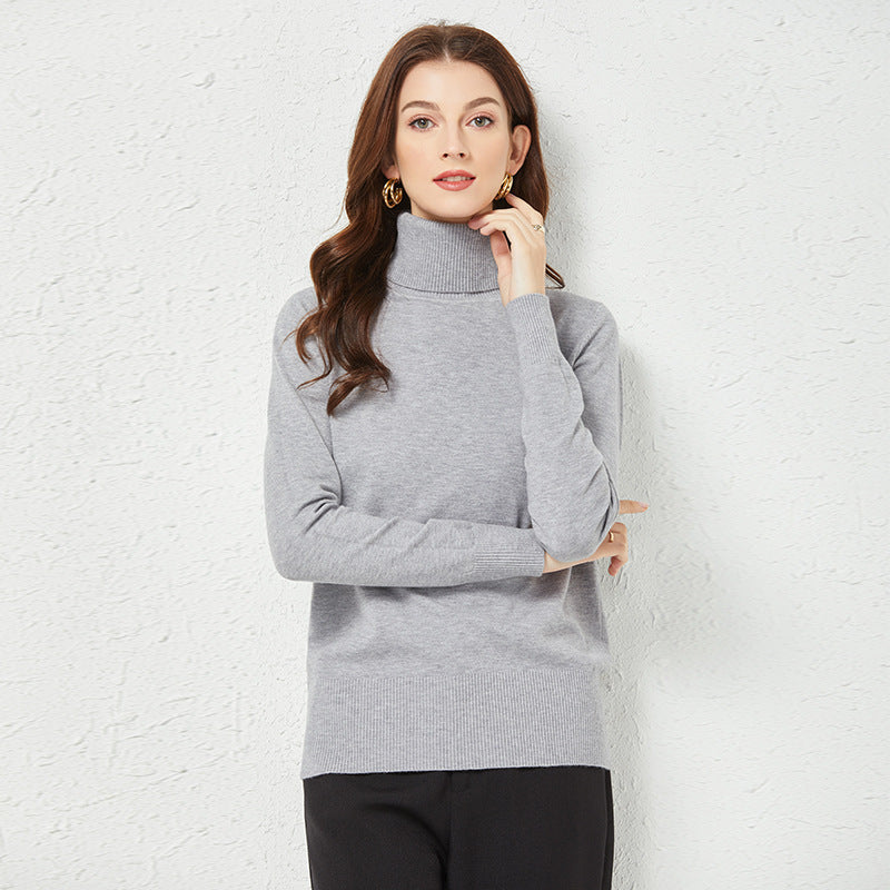 Turtleneck Knitting Bottoming Shirt Inner Wear 2022 Spring Autumn Long Sleeve Solid Color Slim Fit  All-Match Sweater Women Top