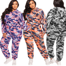 Load image into Gallery viewer, New Camouflage Loose Fashion Casual Two-Piece Suit plus Size Women Suit