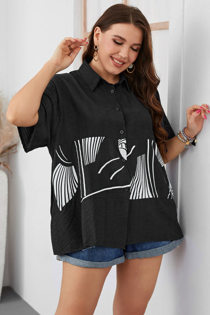 Women Plump Girls plus Size Short Sleeve Loose T-shirt Polo Collar Top 2022 Summer Style Women Clothing