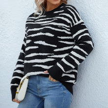Load image into Gallery viewer, Neck Pullover Zebra Pattern Knitwear 2022 Autumn Winter Sweater for Women