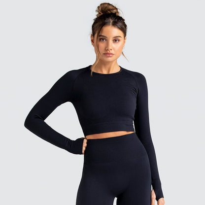 New  Knitted Seamless Slim-Fit Long-Sleeved Yoga Exercise Workout Clothes