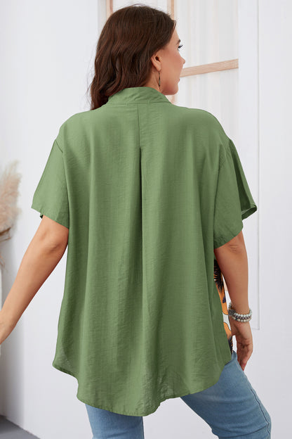 Women Slimming Loose Printed Short-Sleeved Top Style Plus Size Women Clothing