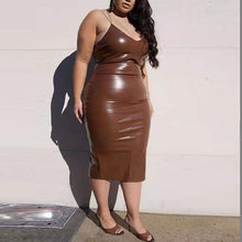 Load image into Gallery viewer, plus Size Women Clothing plus-Sized Fall Winter Fashion Leather Cami Dress