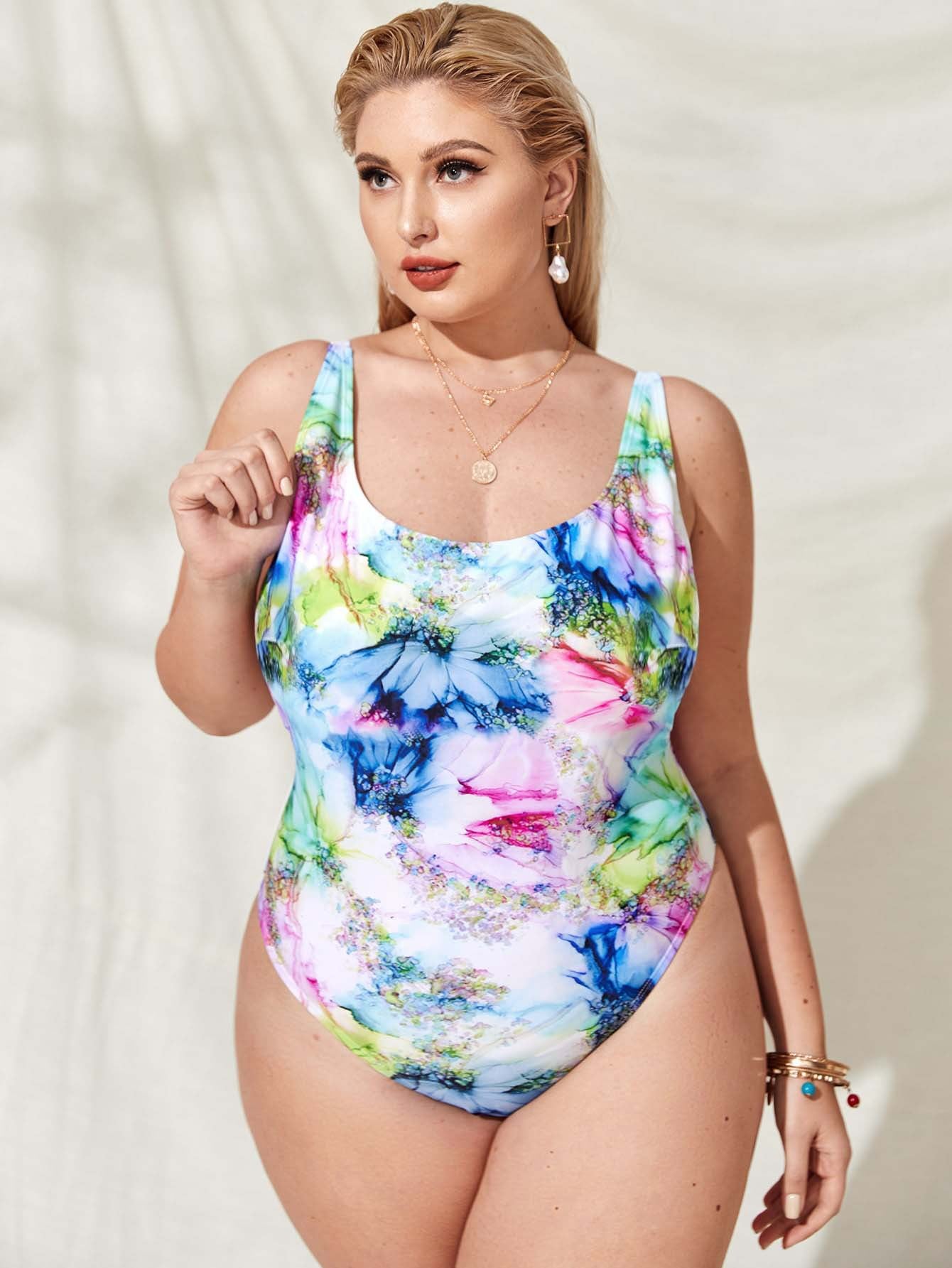Printed Fashion plus Size Swimwear Floral  Sexy Swimsuit Female