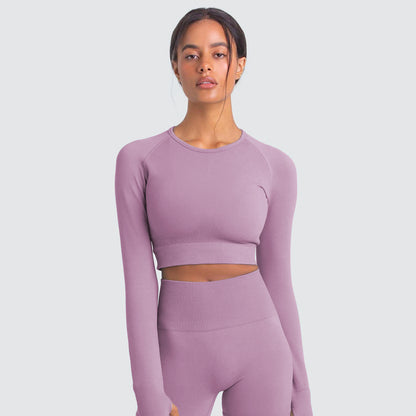 New  Knitted Seamless Slim-Fit Long-Sleeved Yoga Exercise Workout Clothes