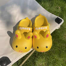 Load image into Gallery viewer, Thin strips cute cartoon rabbit hole shoes female summer wear non-slip girls heart sandals and slippers