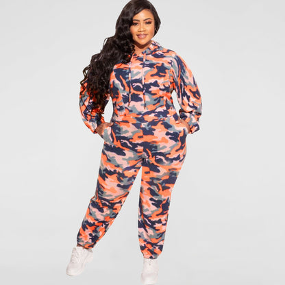 New Camouflage Loose Fashion Casual Two-Piece Suit plus Size Women Suit