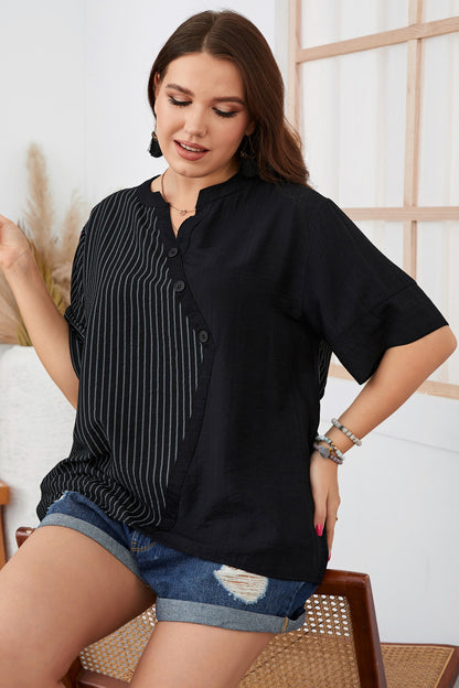 Style Striped plus Size Women Clothes Short Sleeve T-shirt Plump Girls Women