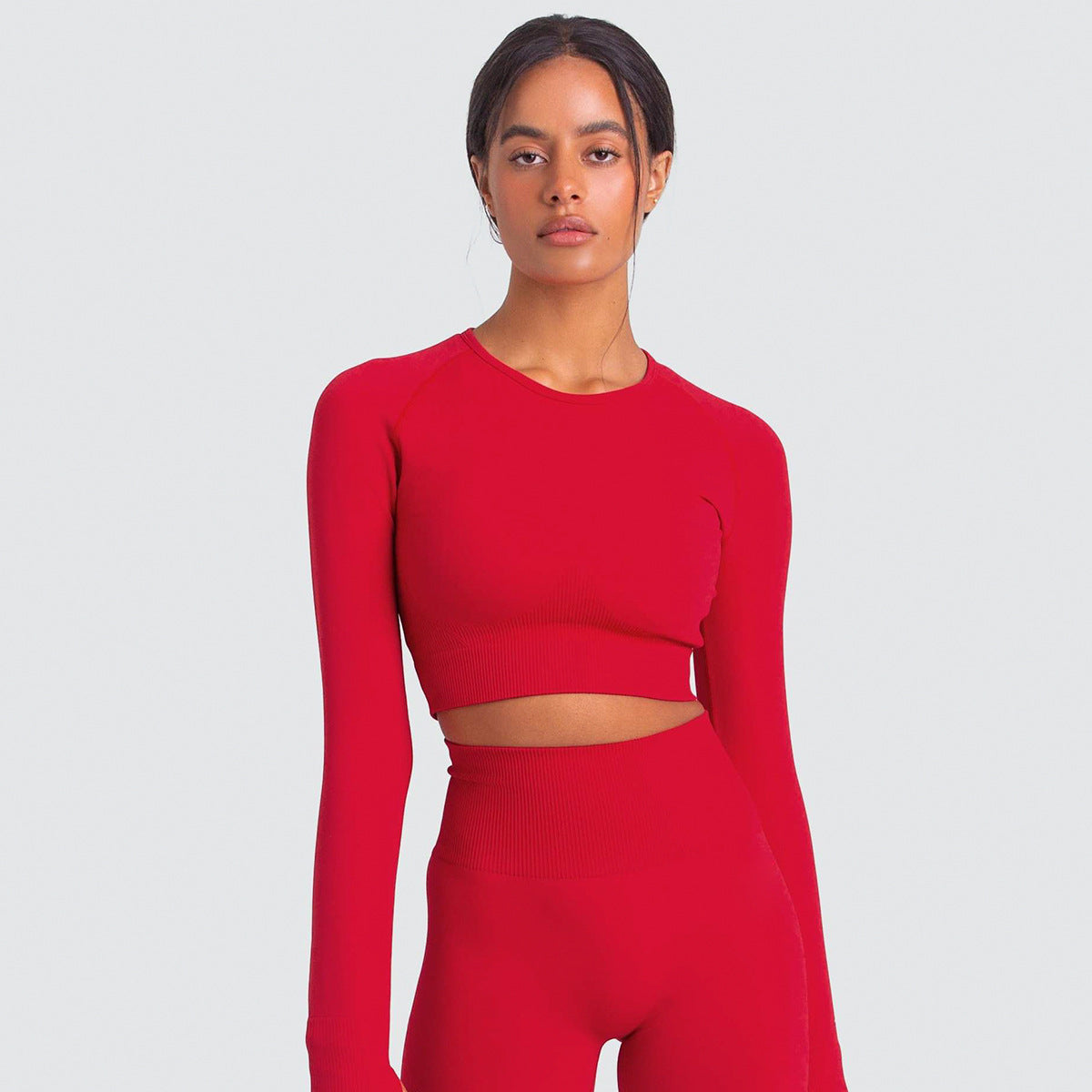 New  Knitted Seamless Slim-Fit Long-Sleeved Yoga Exercise Workout Clothes