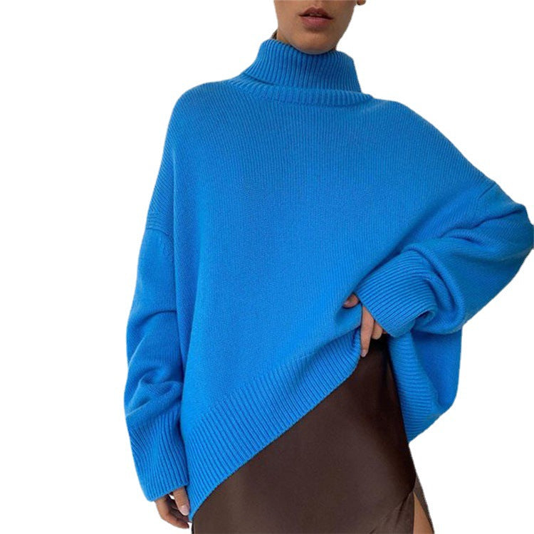 Casual Loose Turtleneck Sweater Autumn Winter Women Clothing Solid Color Bottoming Sweater
