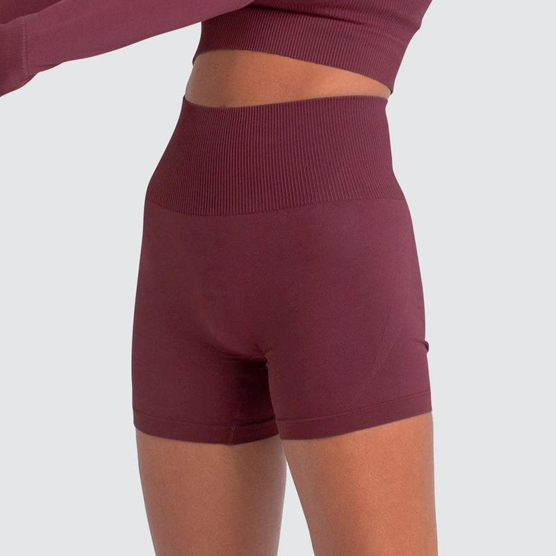 Seamless Sports Pure Color Tight Short Shorts High Waist Stretch Hip Lift Quick-Drying Fitness Yoga Pants Women