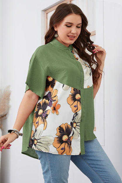 Women Slimming Loose Printed Short-Sleeved Top Style Plus Size Women Clothing