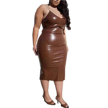 Load image into Gallery viewer, plus Size Women Clothing plus-Sized Fall Winter Fashion Leather Cami Dress