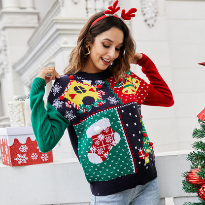 New  Women Clothing Small Snowflake Christmas Knitted Clothing Pullover Christmas Tree Sweater