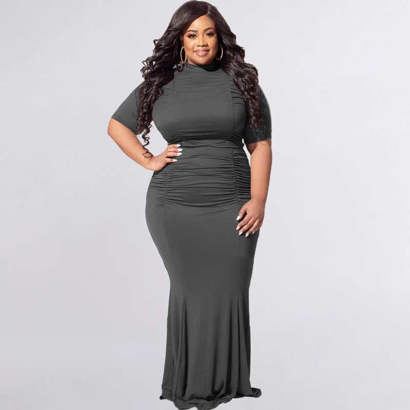 Solid Color Short Sleeve Casual Two-Piece Suit Plus Size Women Suit