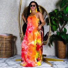 Load image into Gallery viewer, Tie-Dyed Printed Loose Strap Long Plus Size Women Dress
