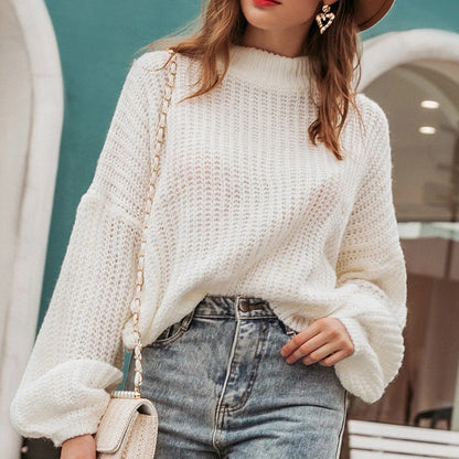 New   Autumn Winter  Sweater Women All-Matching Loose Pullover Knitwear round Neck Women