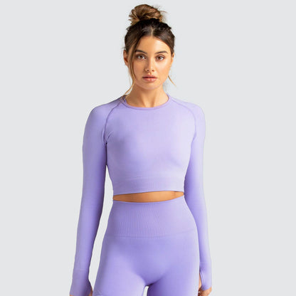 New  Knitted Seamless Slim-Fit Long-Sleeved Yoga Exercise Workout Clothes