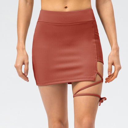 Spring Summer Tight Tennis Exercise Skirt Lace-up Running Leisure Skirt Golf Fitness Skirt