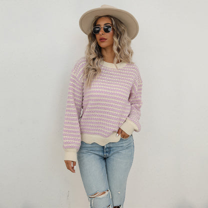 Autumn Base Knitted Street Hipster Hollowed-out Pullover Sweater Sweater