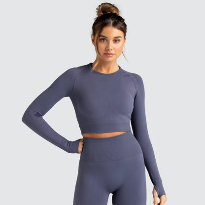 New  Knitted Seamless Slim-Fit Long-Sleeved Yoga Exercise Workout Clothes