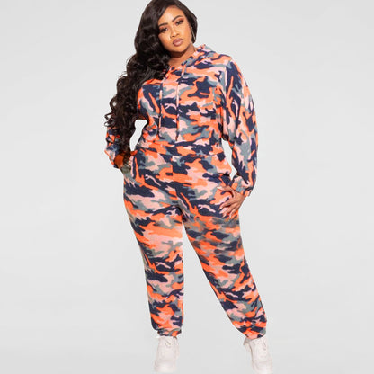 New Camouflage Loose Fashion Casual Two-Piece Suit plus Size Women Suit