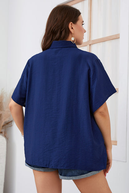 Women Plump Girls plus Size Short Sleeve Loose T-shirt Polo Collar Top 2022 Summer Style Women Clothing